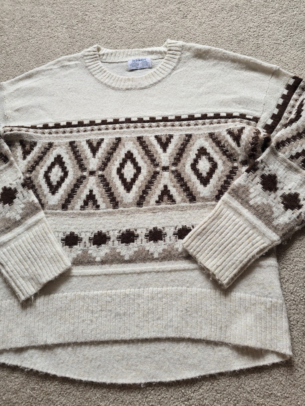 Old Navy Fair Isle Geometric Sweater Medium Tall Fits Large